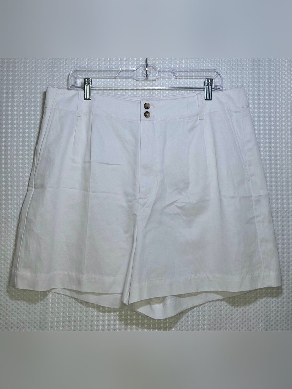 Madewell White High Rise Pleated Tailored Shorts Size 14 Coastal Grandmother - Picture 7 of 10